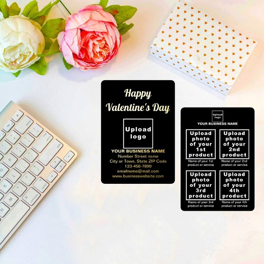 Zwart Zakelijk Merk op Valentijn Folie Feestdagenkaart