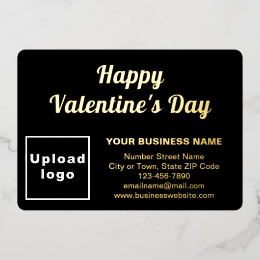 Zwart Zakelijk Merk op Valentijn Rechthoek Folie Feestdagenkaart (Voorkant)