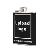 Zwart Zakelijk Merk op Vinyl Wrapped Flask Heupfles (Links)