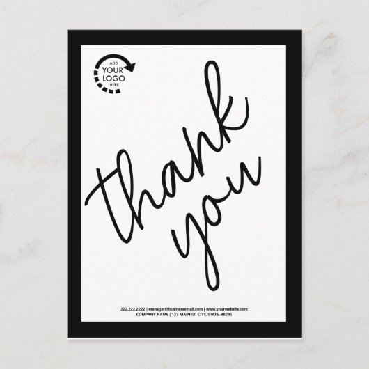 Zwart Zakelijk Modern Bedrijfslogo Op Maat Briefkaart (Voorkant)