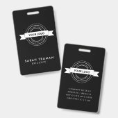 Zwart Zakelijk Personeelskaart Modern  Badge (Voor- en achterkant)