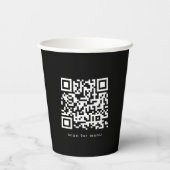 Zwart Zakelijk QR Code Website Menu Professioneel Papieren Bekers (Achterkant)