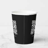 Zwart Zakelijk QR Code Website Menu Professioneel Papieren Bekers (Rechts)
