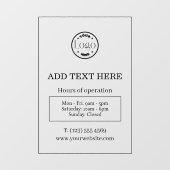 Zwart Zakelijke openingstijden op maat logo Raamsticker (Vel)