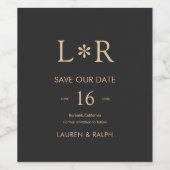 zwart zand | Stijlvolle bruiloft Save the Date wij Wijn Etiket (Enkel label)