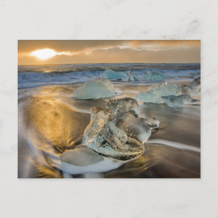 Zwart Zand Strand Jokulsarlon Zuid IJsland Briefkaart