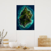 Zwart Zand Vulkanisch Eiland Satelliet Beeld Poster (Keuken)