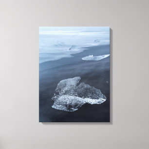 Zwart zandstrand en ijs, IJsland Canvas Afdruk