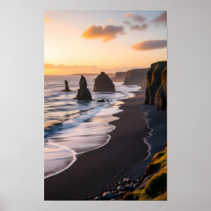 Zwart Zandstrand Poster