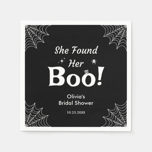 Zwart Ze vond haar Boo Halloween Bruidsdouche Servet (Voorkant)