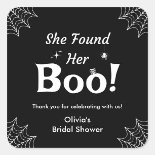Zwart Ze vond haar Boo Halloween Bruidsdouche Vierkante Sticker