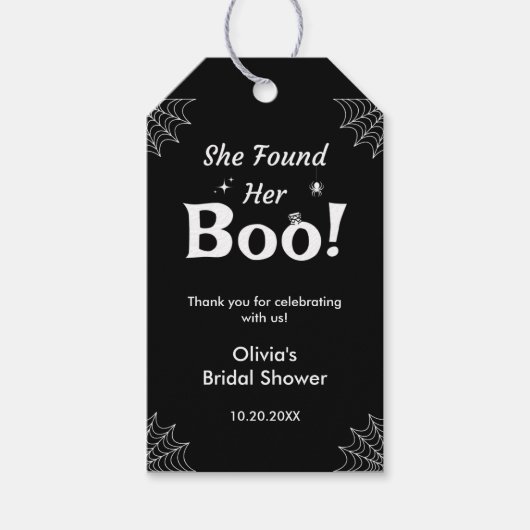Zwart Ze Vond Haar Boo Halloween Bruidsfeest  Cadeaulabel (Voorkant)