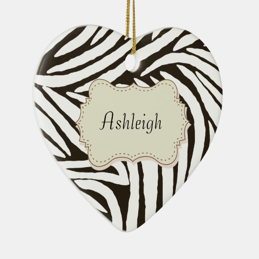 Zwart Zebra afdrukken Keramisch Ornament (Rechts)