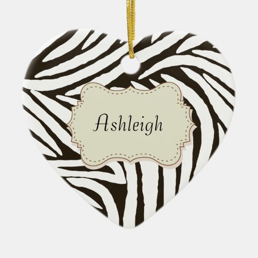 Zwart Zebra afdrukken Keramisch Ornament (Voorkant)