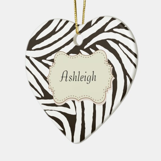 Zwart Zebra afdrukken Keramisch Ornament (Links)