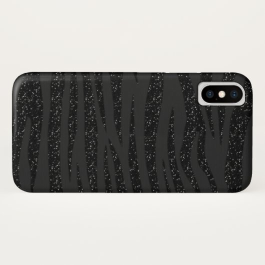Zwart Zebra Glitter ontwerp Case-Mate iPhone Case (Achterkant (horizontaal))