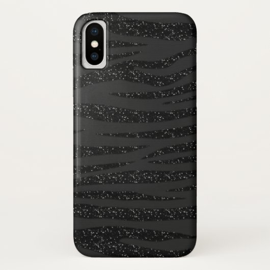 Zwart Zebra Glitter ontwerp Case-Mate iPhone Case (Achterkant)