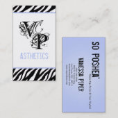 Zwart Zebra Print Licht Blu Interieur Visitekaartj Visitekaartje (Voorkant / Achterkant)