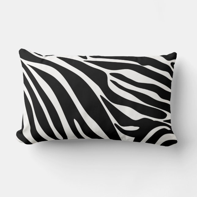 Zwart Zebra Print Patroon Kussen (Voorkant)