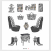 Zwart Zebra Print Vrouwen Hoge Mode Decals Sticker (Vel)