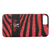 Zwart Zebra Strepen Naam Blauwgroen Glitter Case-Mate iPhone Case (Achterkant (Horizontaal))