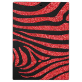 Zwart Zebra Strepen Naam Blauwgroen Glitter Klembord (Achterkant)