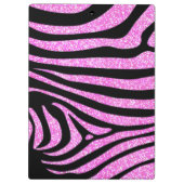 Zwart Zebra Strepen Naam Blauwgroen Glitter Klembord (Achterkant)