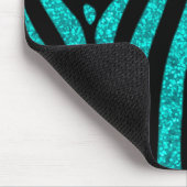Zwart Zebra Strepen Naam Blauwgroen Glitter Muismat (Hoek)