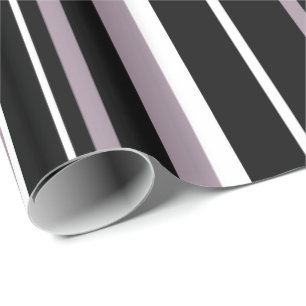 Zwart, Zee Mist Paars, & Witte Streep Cadeaupapier