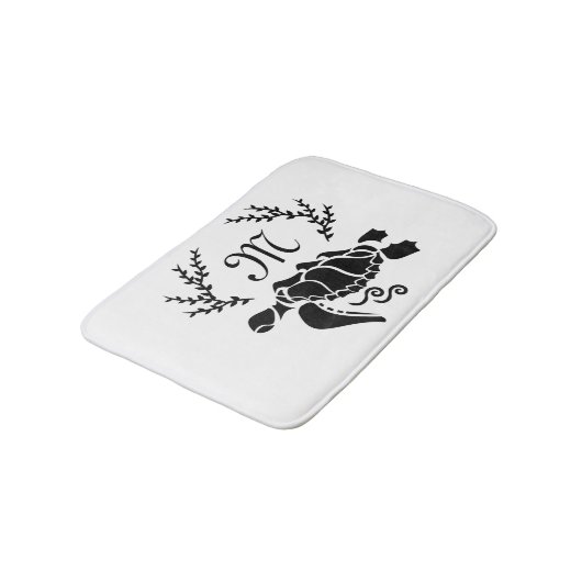 Zwart Zee schildpad Silhouette Side Uitzicht Badmat (Gekanteld)