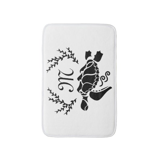 Zwart Zee schildpad Silhouette Side Uitzicht Badmat (Voorkant Verticaal)