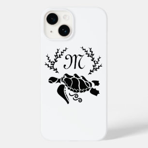 Zwart Zee schildpad Silhouette Side Uitzicht Case-Mate iPhone 14 Hoesje