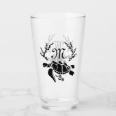 Zwart Zee schildpad Silhouette Side Uitzicht Glas (Voorkant)