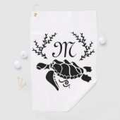 Zwart Zee schildpad Silhouette Side Uitzicht Golfhanddoek (Insitu)