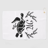 Zwart Zee schildpad Silhouette Side Uitzicht Golfhanddoek (Horizontaal)