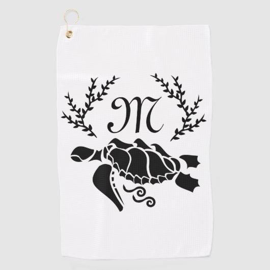 Zwart Zee schildpad Silhouette Side Uitzicht Golfhanddoek (Voorkant)