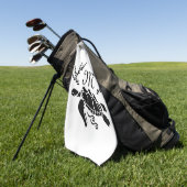 Zwart Zee schildpad Silhouette Side Uitzicht Golfhanddoek (Groen)