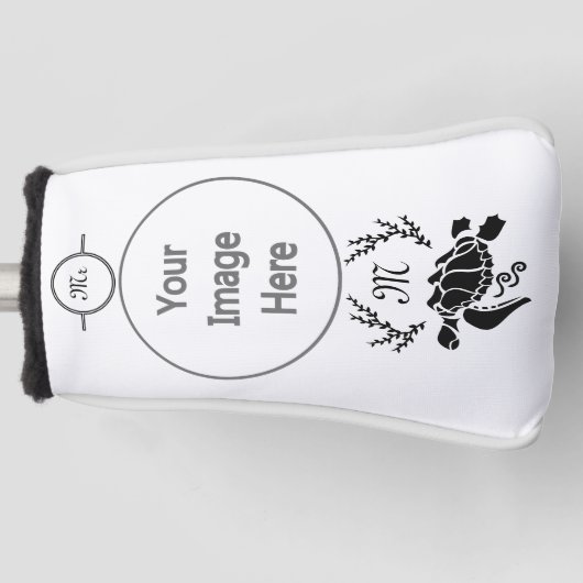 Zwart Zee schildpad Silhouette Side Uitzicht Golfheadcover (Voorkant)