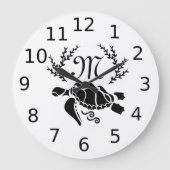Zwart Zee schildpad Silhouette Side Uitzicht Grote Klok (Voorkant)