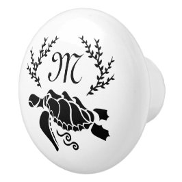 Zwart Zee schildpad Silhouette Side Uitzicht Keramische Knop