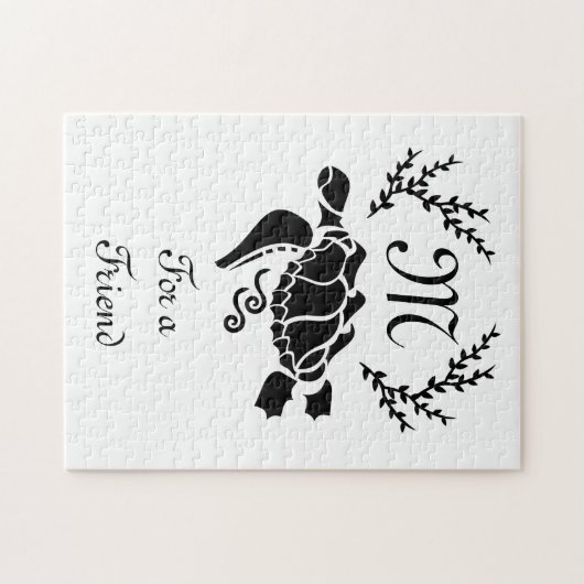 Zwart Zee schildpad Silhouette Side Uitzicht Legpuzzel (Horizontaal)