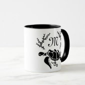 Zwart Zee schildpad Silhouette Side Uitzicht Mok (Voorkant rechts)