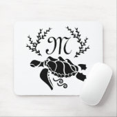 Zwart Zee schildpad Silhouette Side Uitzicht Muismat (Met muis)