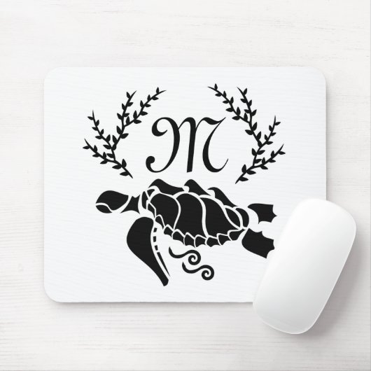 Zwart Zee schildpad Silhouette Side Uitzicht Muismat (Met muis)