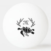 Zwart Zee schildpad Silhouette Side Uitzicht Pingpongbal (Achterkant)