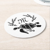 Zwart Zee schildpad Silhouette Side Uitzicht Ronde Kartonnen Onderzetter (Gebogen)