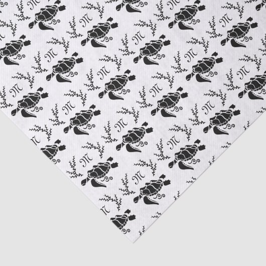 Zwart Zee schildpad Silhouette Side Uitzicht Tissuepapier (Detail)