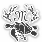 Zwart Zee Schroefschildpad Silhouette Side Uitzich Sticker (Voorkant)
