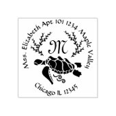 Zwart Zee Turtle Monogram Retouradres Rubberstempel (Afrduk)