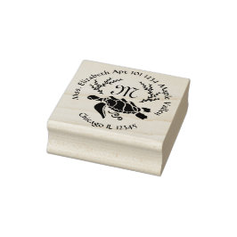 Zwart Zee Turtle Monogram Retouradres Rubberstempel